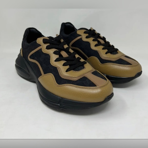 Gucci Men's Brown Rhyton Sneakers Shoes New Authentic with box 9G - 10 US approx - Picture 4 of 10